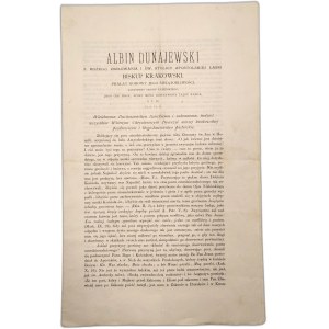 List pasterski wydany przez Albina Dunajewskiego , Biskupa Krakowskiego, Kraków 1888 rok