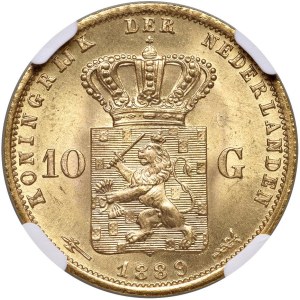 Foreign Coins - NETHERLANDS William III (1849-1890) 10 Guld...