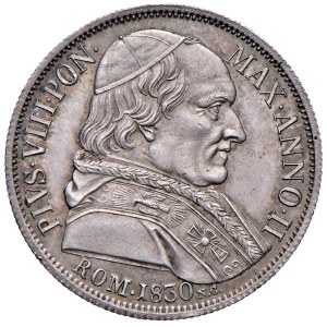 Papal coins - Pio VIII (1829-1830) Testone 1830 An. II - Mun...