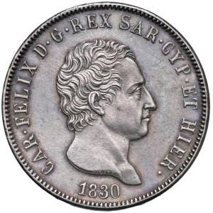 Savoy - Charles Felix (1821-1831) 5 Lire 1830 T - Nomisma 573...