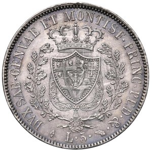 Savoy - Charles Felix (1821-1831) 5 Lire 1830 T - Nomisma 573...
