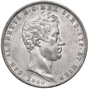 Savoy - Charles Albert (1831-1849) 5 Lire 1840 G - Nomisma 69...
