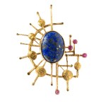 ALBERTO ZUCCHETTA (1938) Gold lapislazuli and rubies brooch 1971