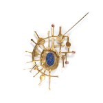 ALBERTO ZUCCHETTA (1938) Gold lapislazuli and rubies brooch 1971