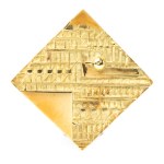 ARNALDO POMODORO (Morciano di Romagna 23/06/1926 - Milano 22/6/2025) Rhomboid gold brooch by Arnaldo Pomodoro