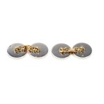 BULGARI Bvlgari-Bvlgari collection: pair of steel and gold cufflinks