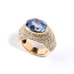 Ceylon sapphire diamond gold ring