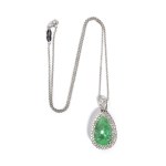 Emerald diamond gold necklace