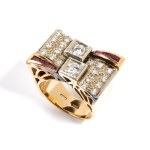 Diamond rubies gold ring
