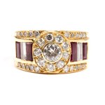 Diamond rubies gold ring