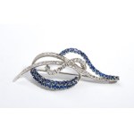 Diamond sapphire gold brooch
