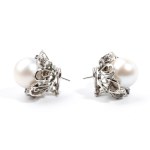 Australian pearl sapphire diamond gold earrings
