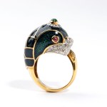 Diamond ruby emerald enameled gold ring