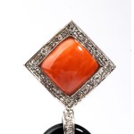 Coral onyx diamonds gold drop pair of earrings