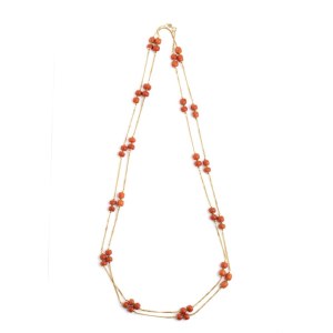 Mediterranean red coral gold necklace