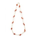 Mediterranean red coral gold necklace