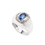 Blue sapphire diamonds gold ring