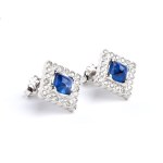 Sapphire diamonds gold earrings