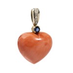 Cerasuolo coral sapphire diamond gold pendant