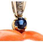 Cerasuolo coral sapphire diamond gold pendant