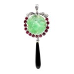 Jade onyx rubies pendant