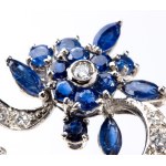 Diamond sapphire gold brooch