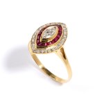 Gold diamond ruby ring