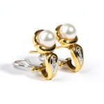 Diamond pearl gold earrings