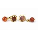 Pair of gold drop earrings with carnelian