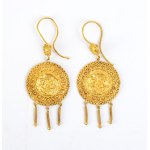Pair archaeological style pair of gold drop earrings