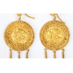 Pair archaeological style pair of gold drop earrings