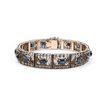 Gold and silver sapphire bracelet
