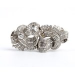 Art Deco double clip platinum and diamond brooch