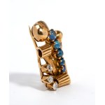 Gold diamond sapphire brooch