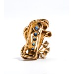 Broche en or diamant saphir