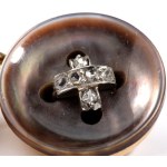 Pair of gold diamond mother of pearl cufflinks and shirt buttons