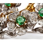 Diamond emerald gold brooch