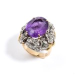 Gold amethyst and diamonds ring