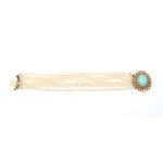 Pearl turquoise diamond gold bracelet