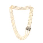 Diamond pearl gold necklace