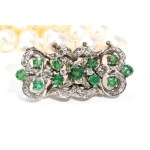 Gold pearl diamond emerald bracelet
