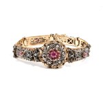 Gold silver rubies bracelet