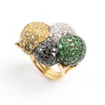 Diamind peridot citrine quartz gold ring