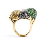 Diamind peridot citrine quartz gold ring