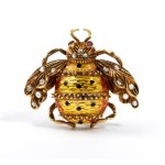 Diamond ruby enamel brooch