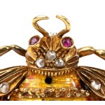 Diamond ruby enamel brooch