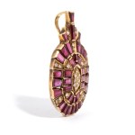 Gold diamond ruby pendant