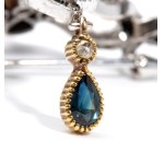Gold diamond sapphire brooch