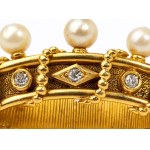 Gold diamond pearl brooch