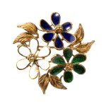Gold enameled brooch